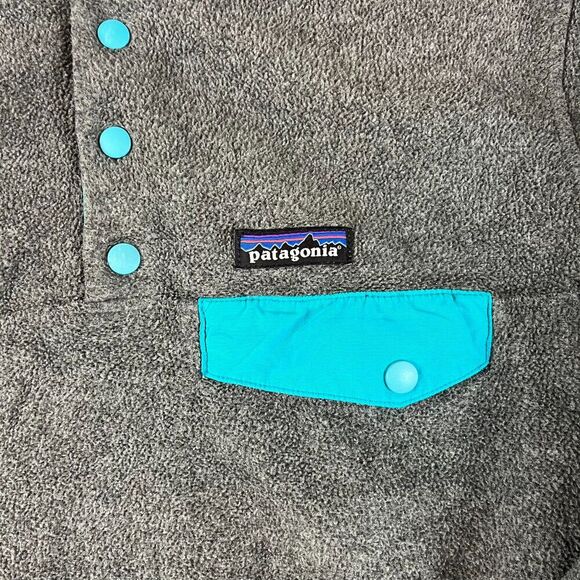 Patagonia Synchilla Snap T Fleece Pullover Teal Gray Women's XS Sweater - Picture 4 of 9